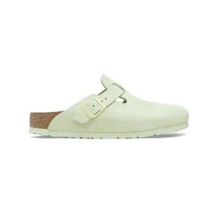 Birkenstock Boston Unisex Soft Footbed Suede Clog Sandals - Faded Lime